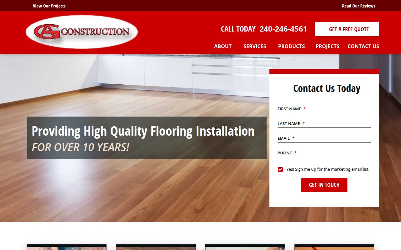 AG Construction website