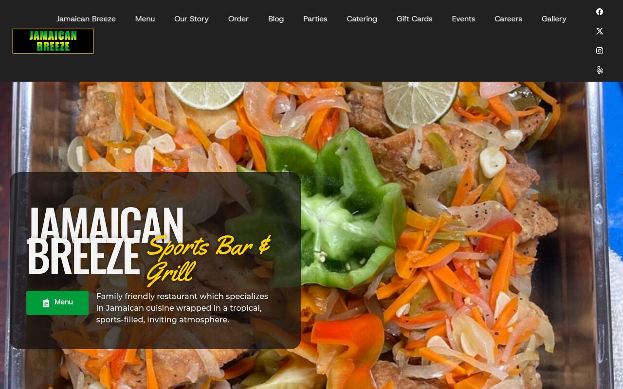 Jamaican Breeze, Indianapolis website screenshot