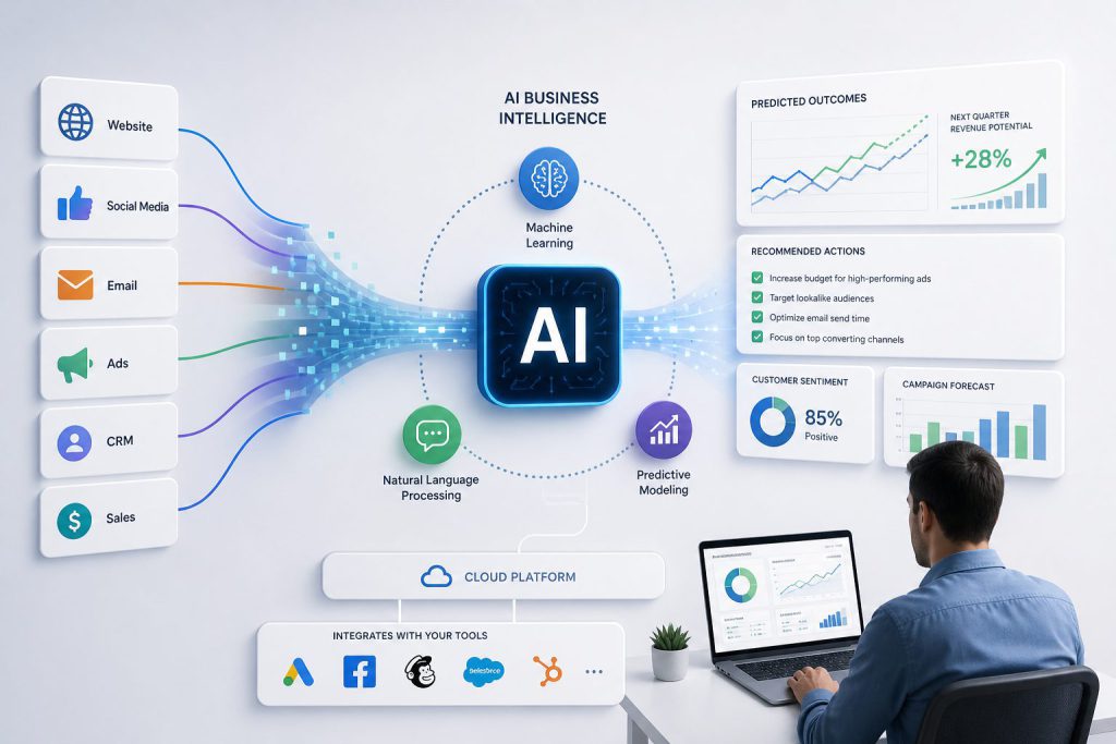 Illustration for: Stop Guessing Your ROI: How AI-Driven Business Intelligence Transforms Marketing